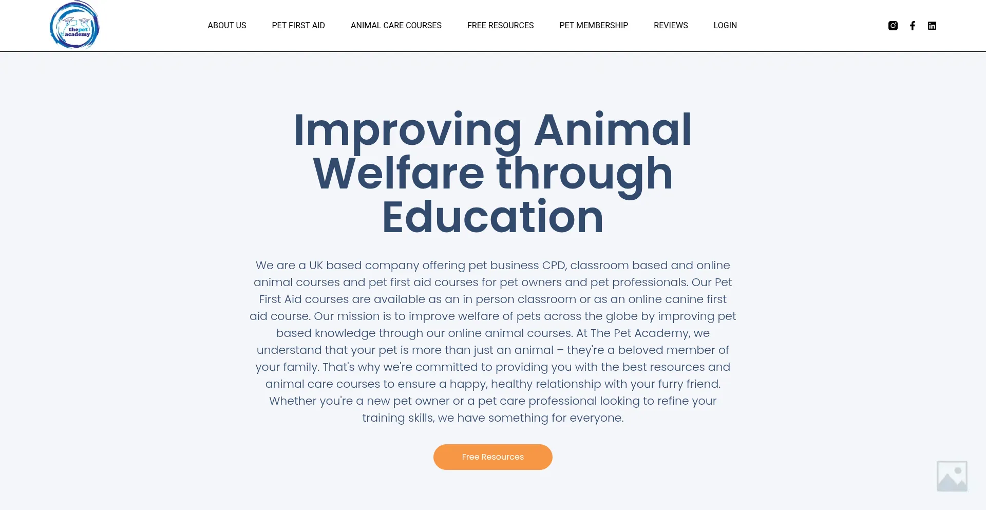 Website screenshot of Thepetacademy.co.uk
