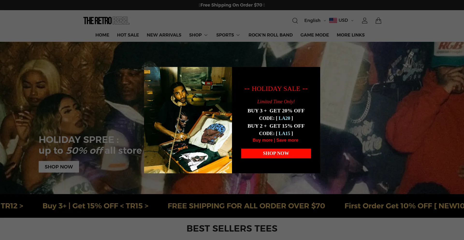 Website screenshot of Theretrorebel.com