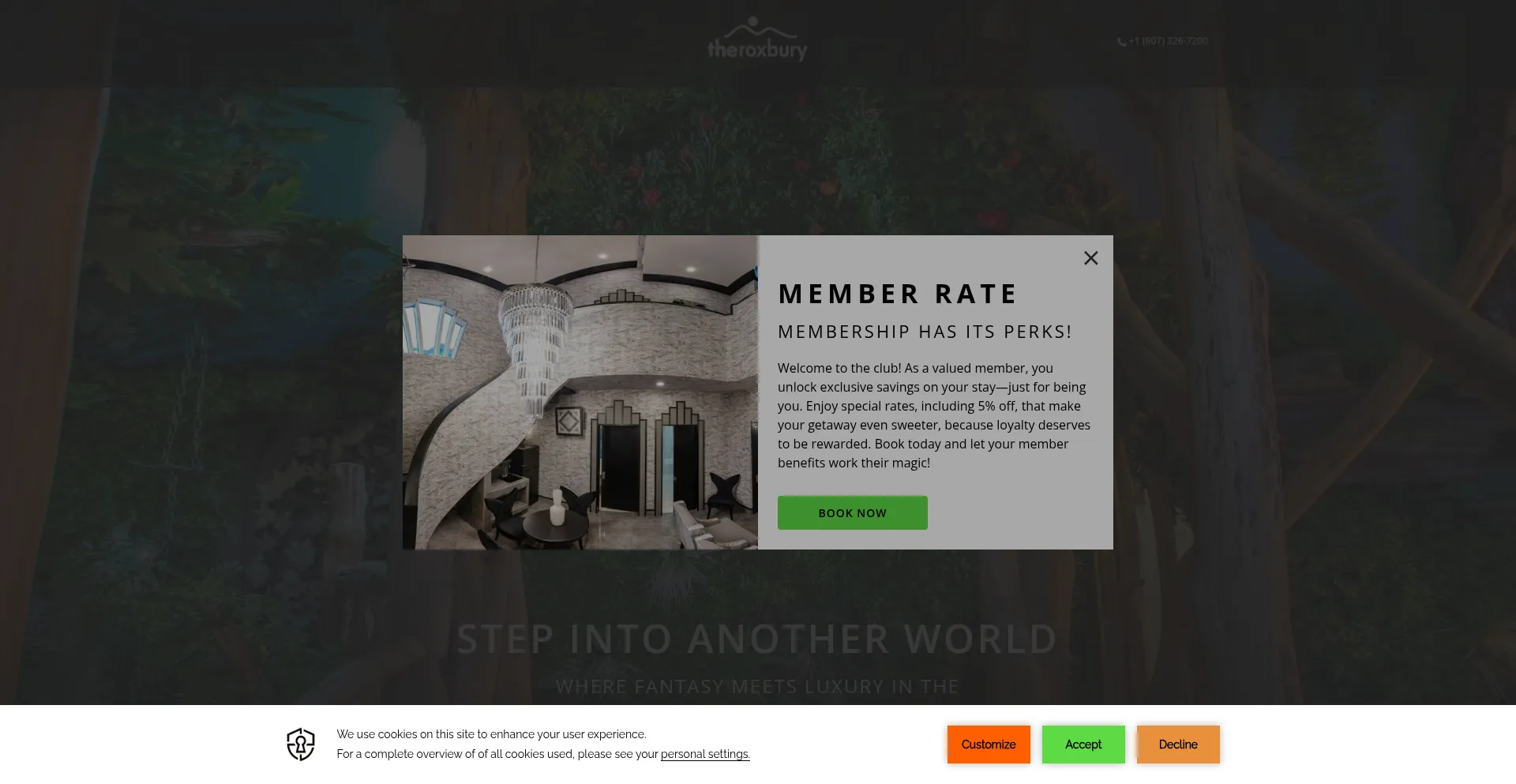 Website screenshot of Theroxburymotel.com