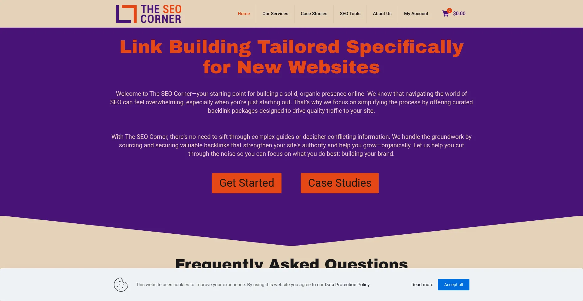 Website screenshot of Theseocorner.com