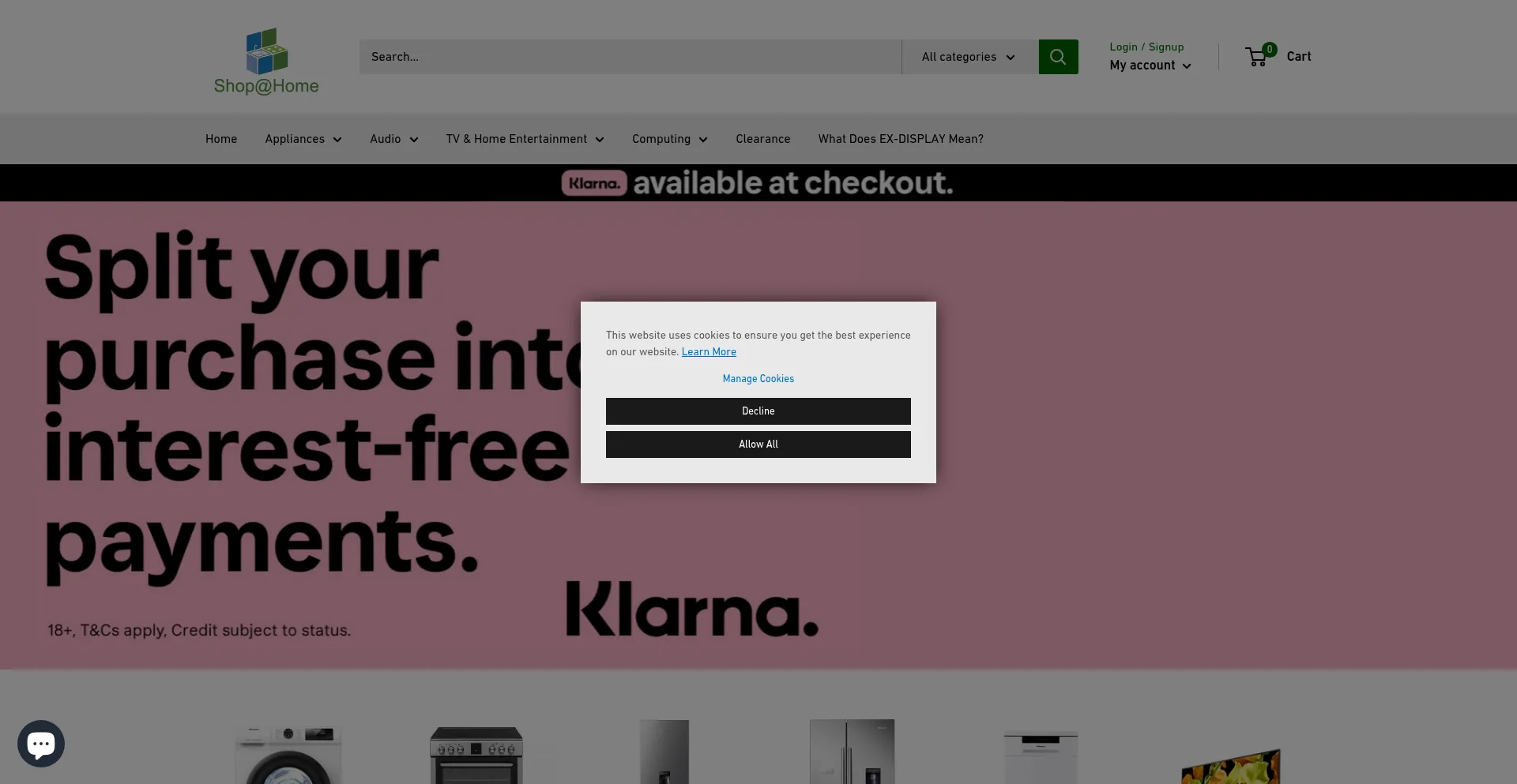 Website screenshot of Theshopathome.com