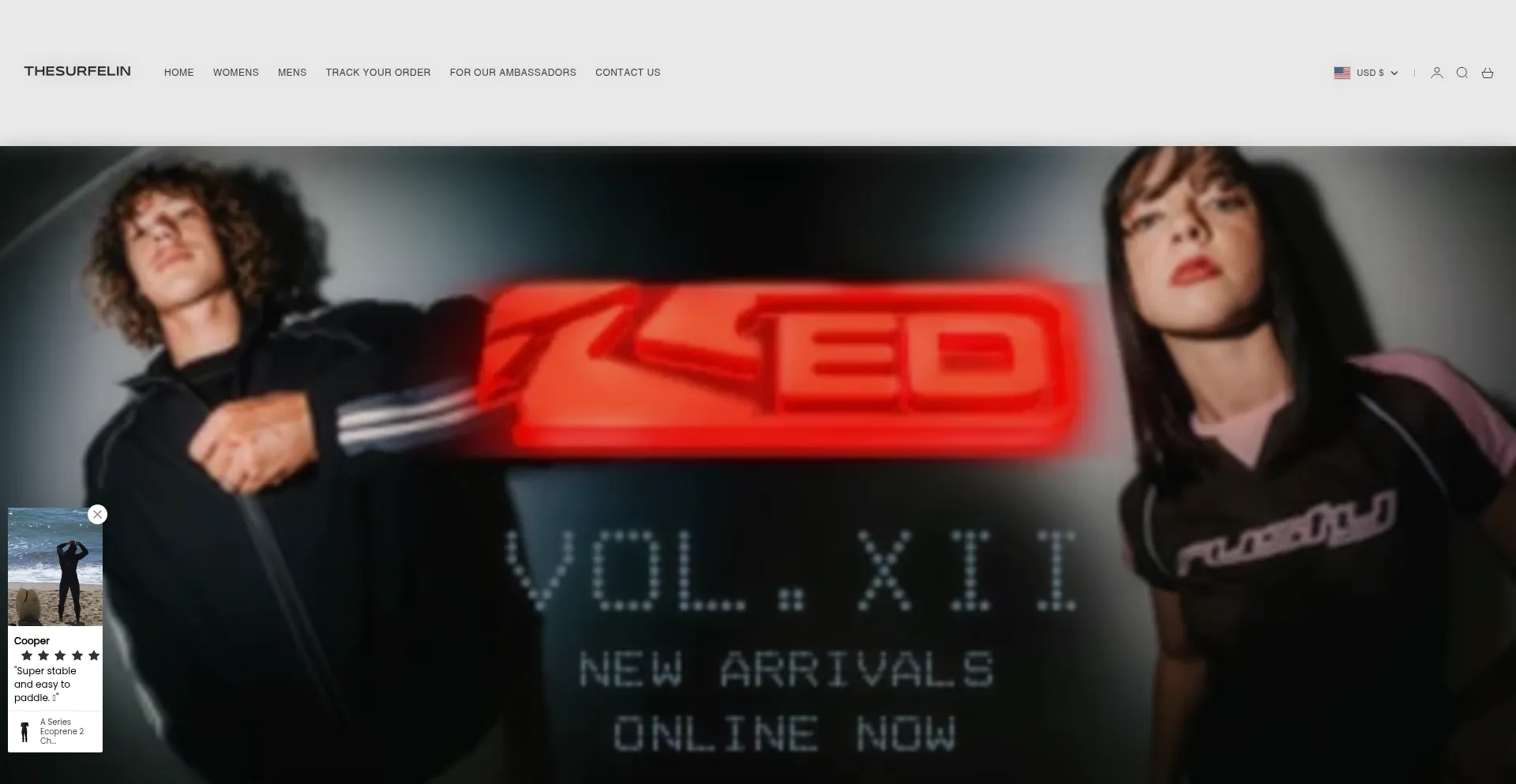 Website screenshot of Thesurfelin.shop