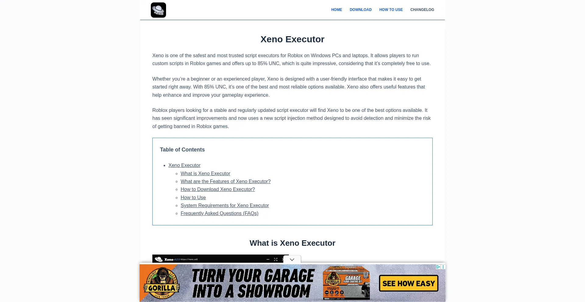 Website screenshot of Thexenoexecutor.com