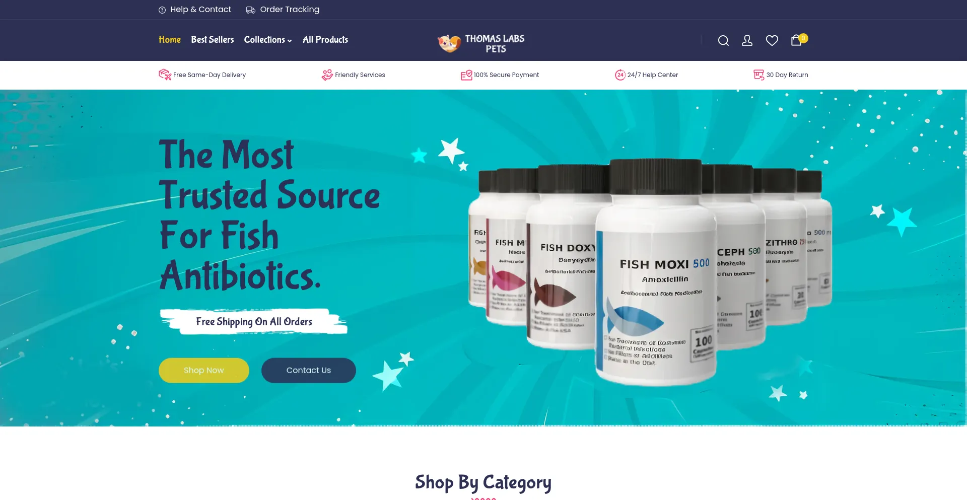 Website screenshot of Thomaslabspets.com