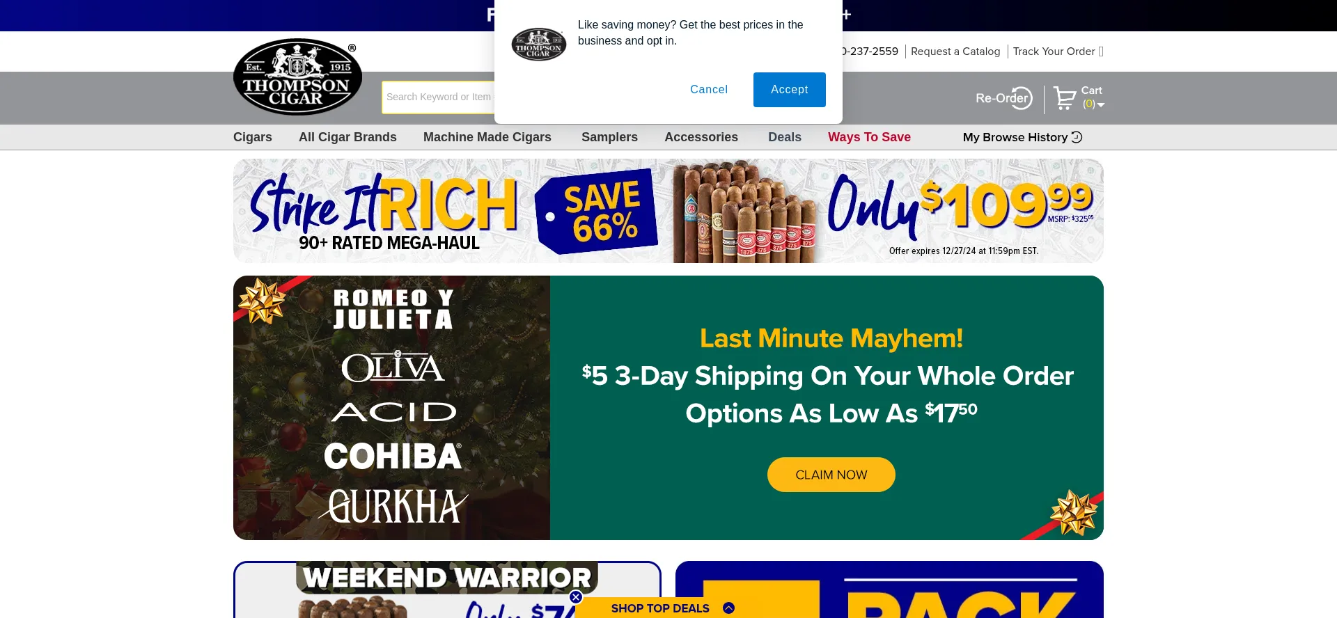 Thompsoncigar.com Screenshot