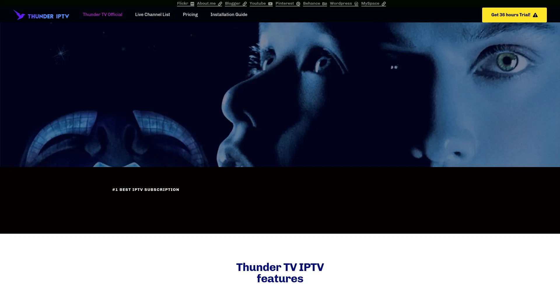 Website screenshot of Thundertv.live