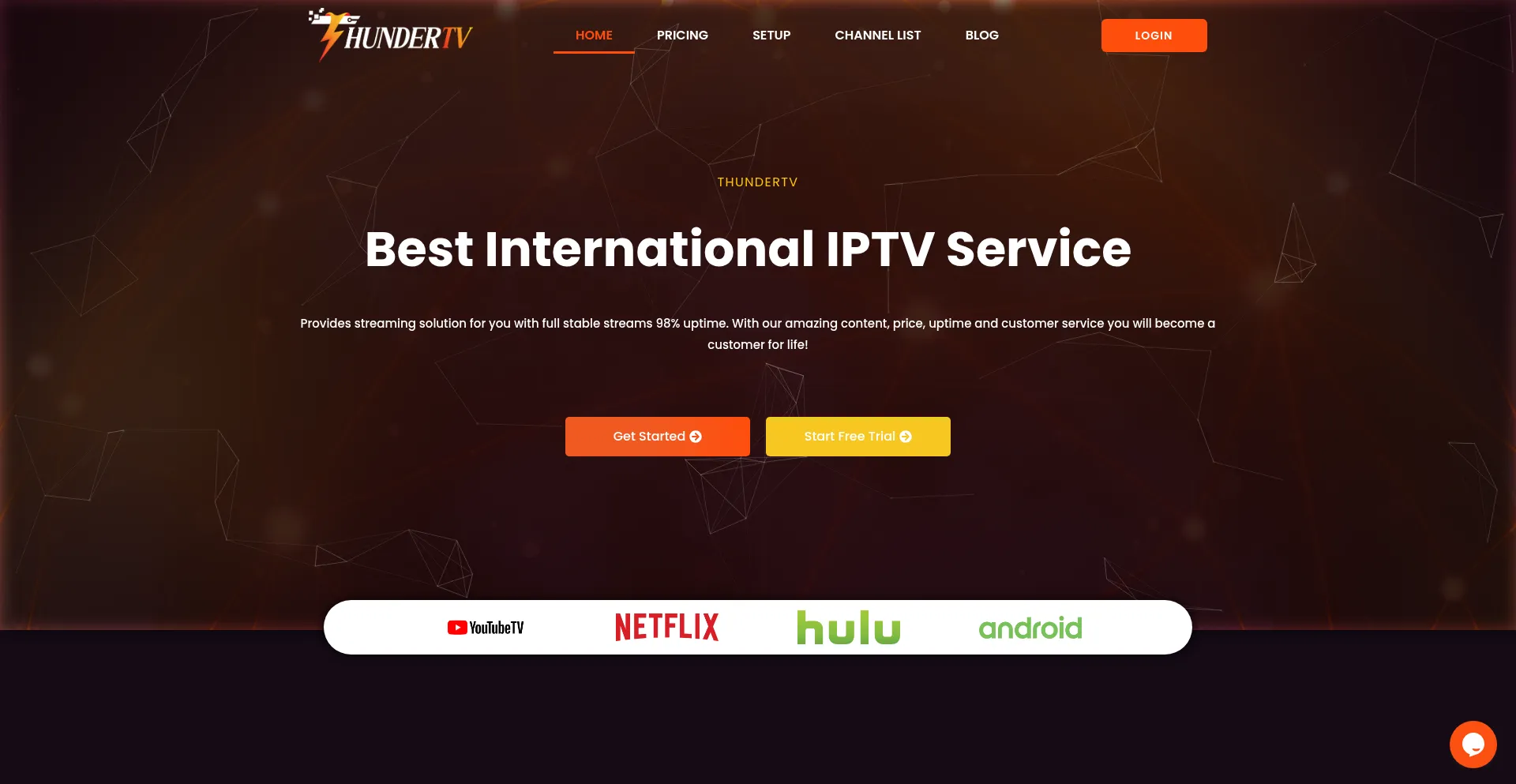 Website screenshot of Thundertv-iptv.com