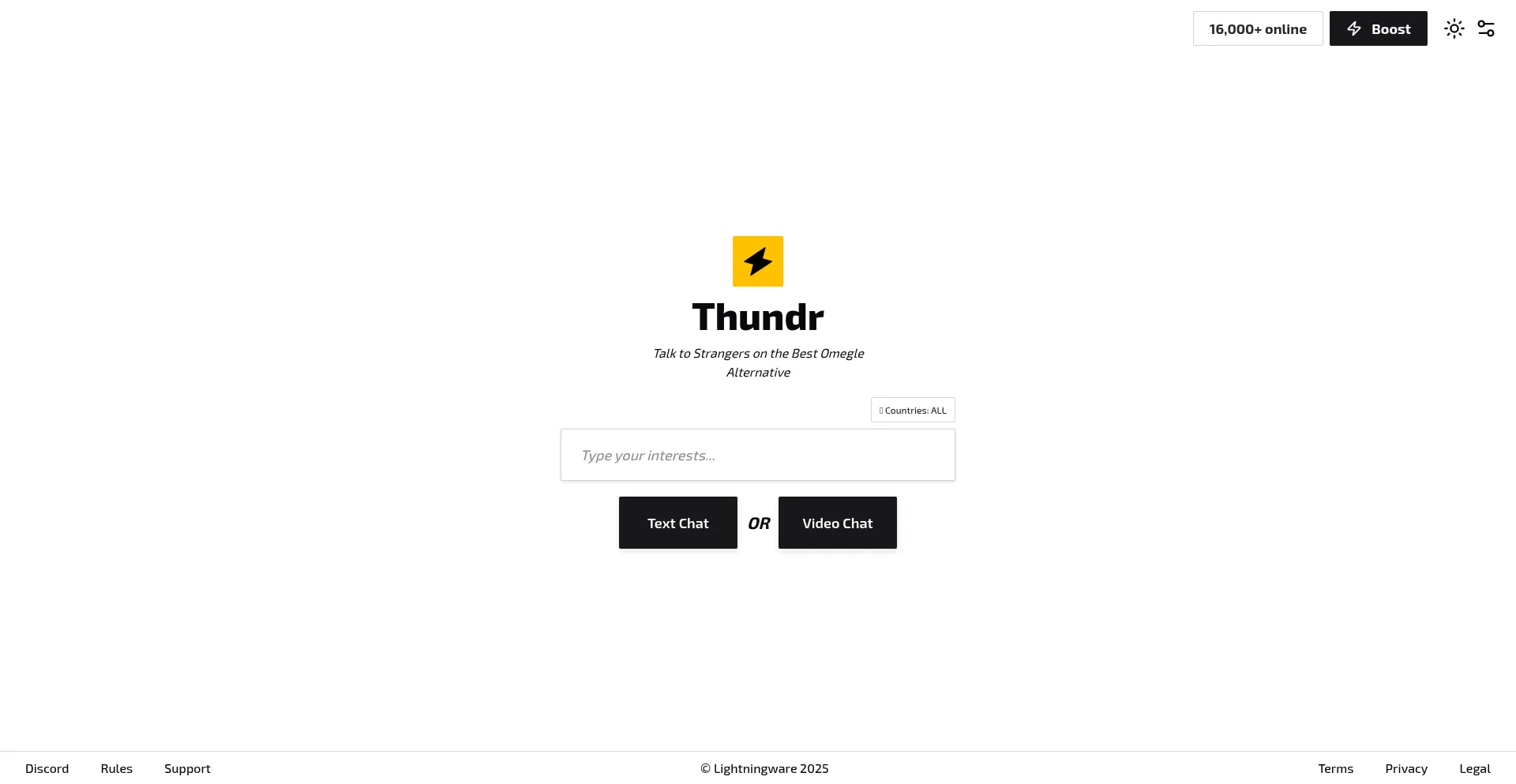 Website screenshot of Thundr.com