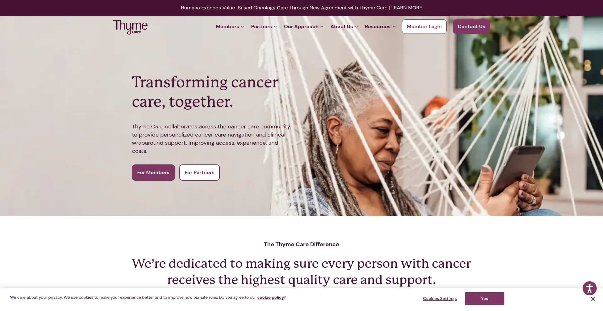 Website screenshot of Thymecare.com