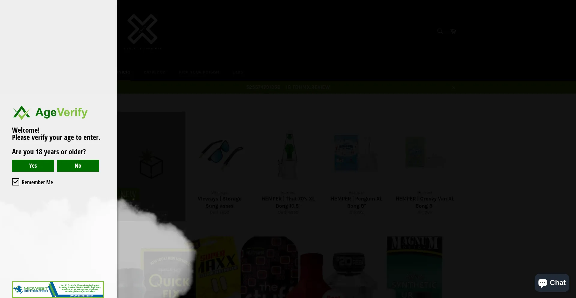 Website screenshot of Tiendadehumo.com.mx