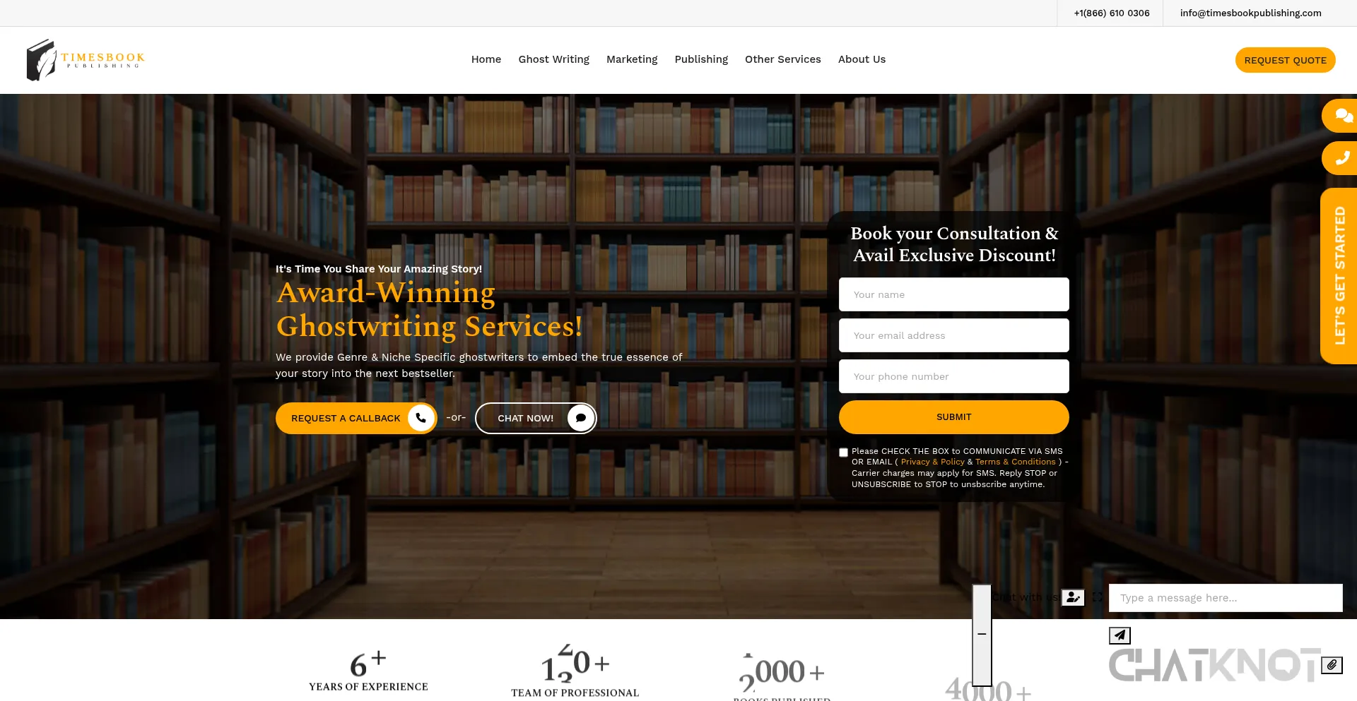 Website screenshot of Timesbookpublishing.com