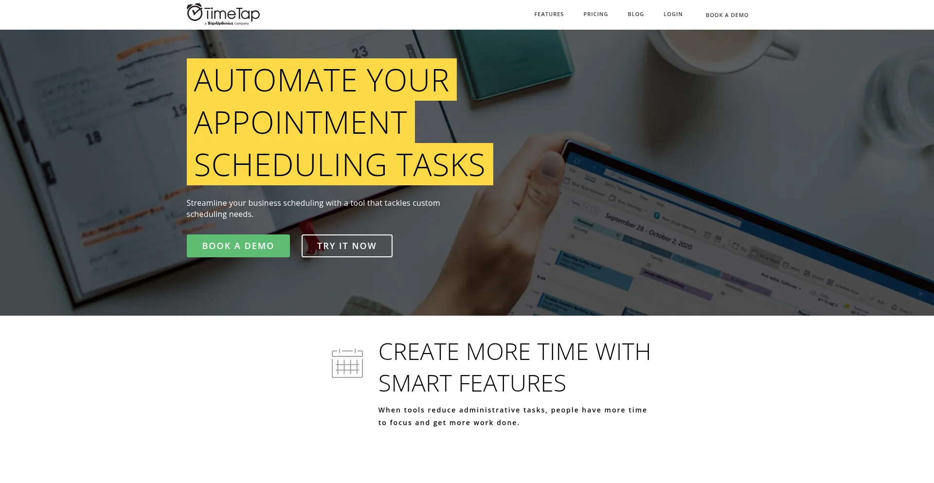Website screenshot of Timetap.com