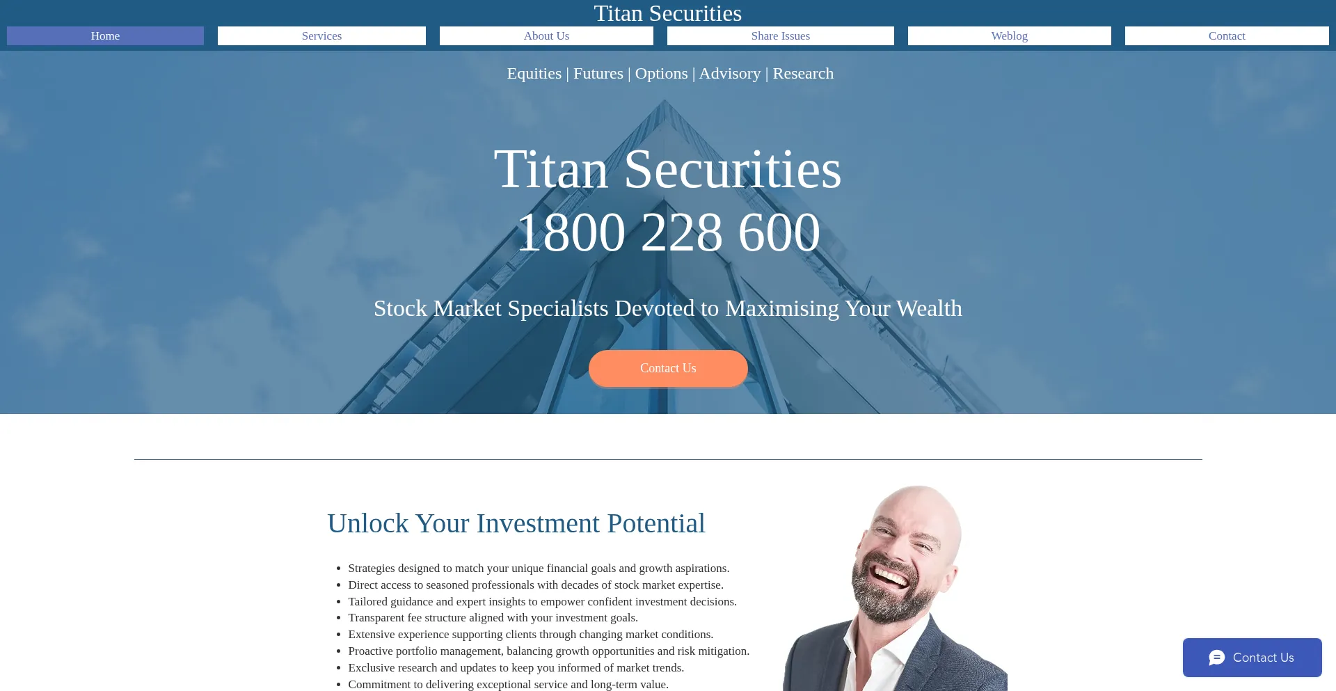 Website screenshot of Titansecurities.com.au