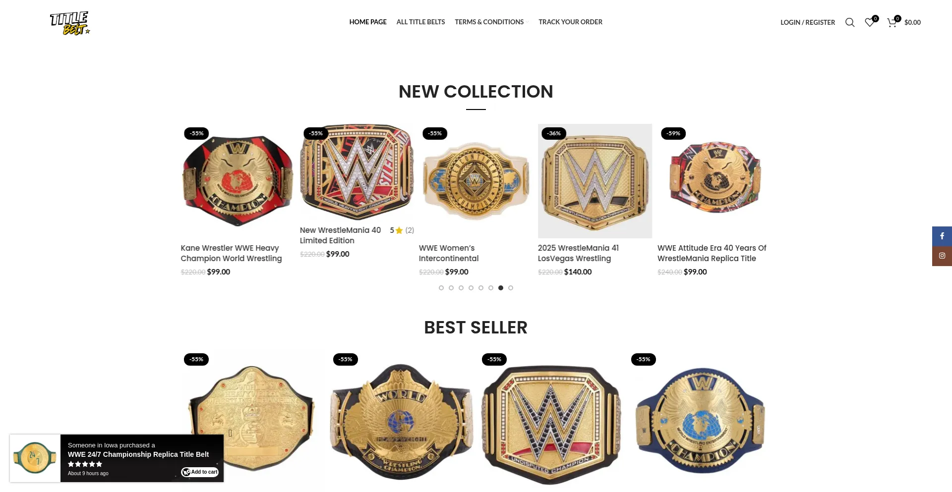 Website screenshot of Titlebelt.shop