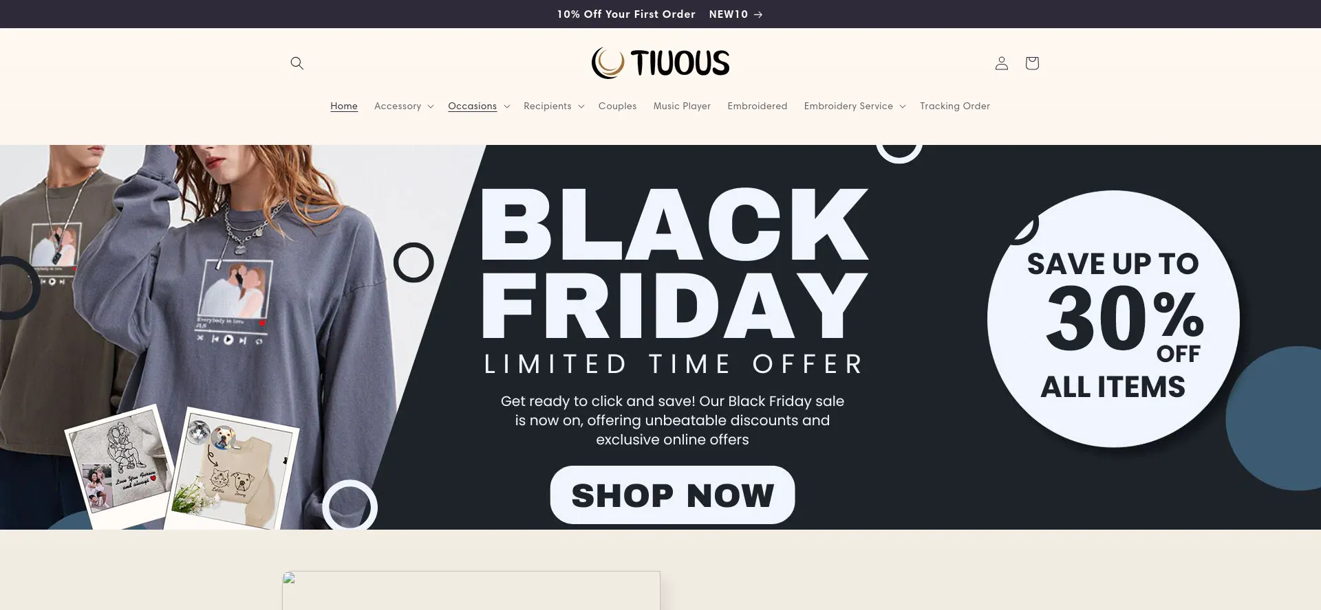 Website screenshot of Tiuous.com