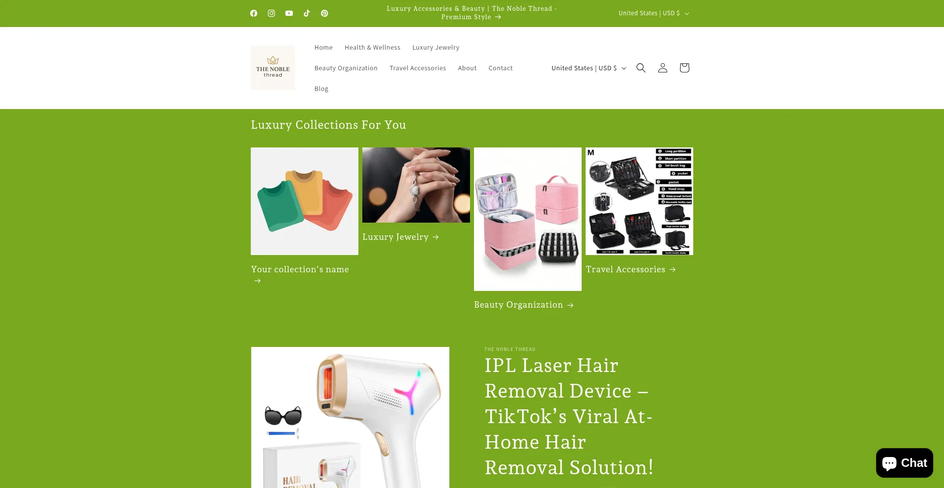 Website screenshot of Tnoblethread.com