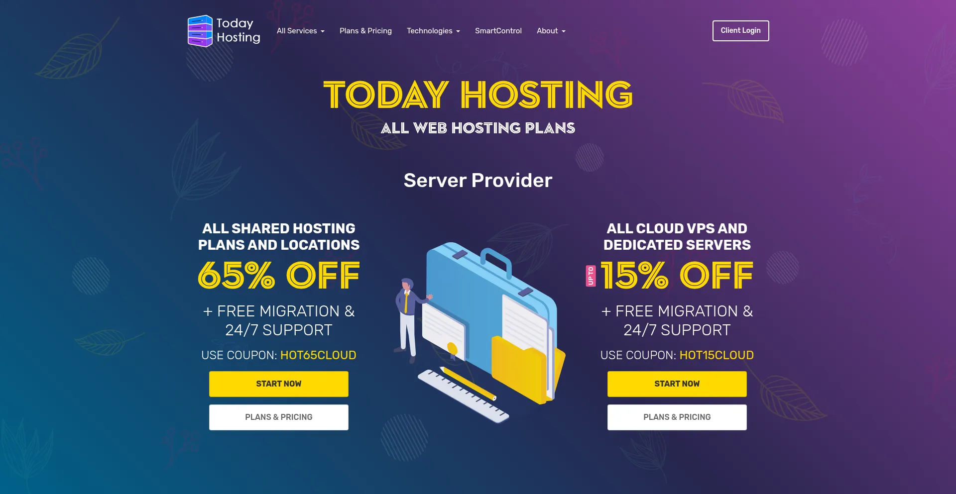 Website screenshot of Todayhosting.com