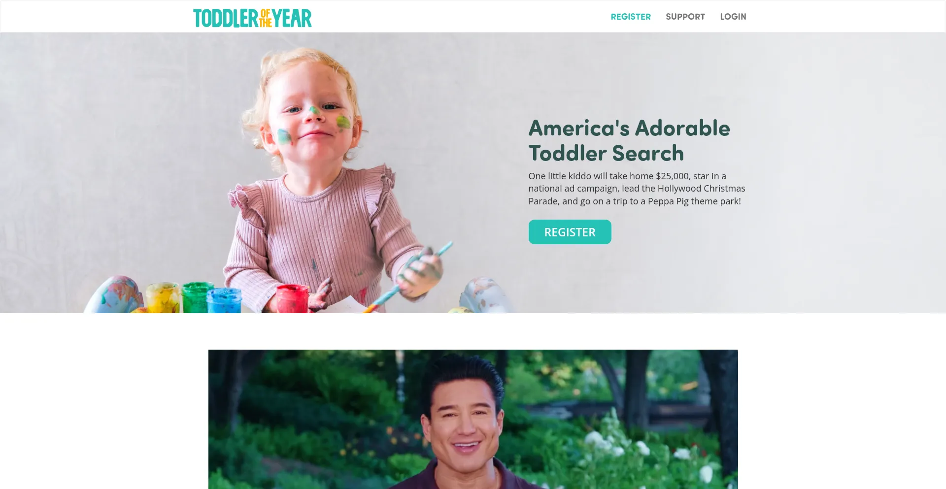 Website screenshot of Toddleroftheyear.org