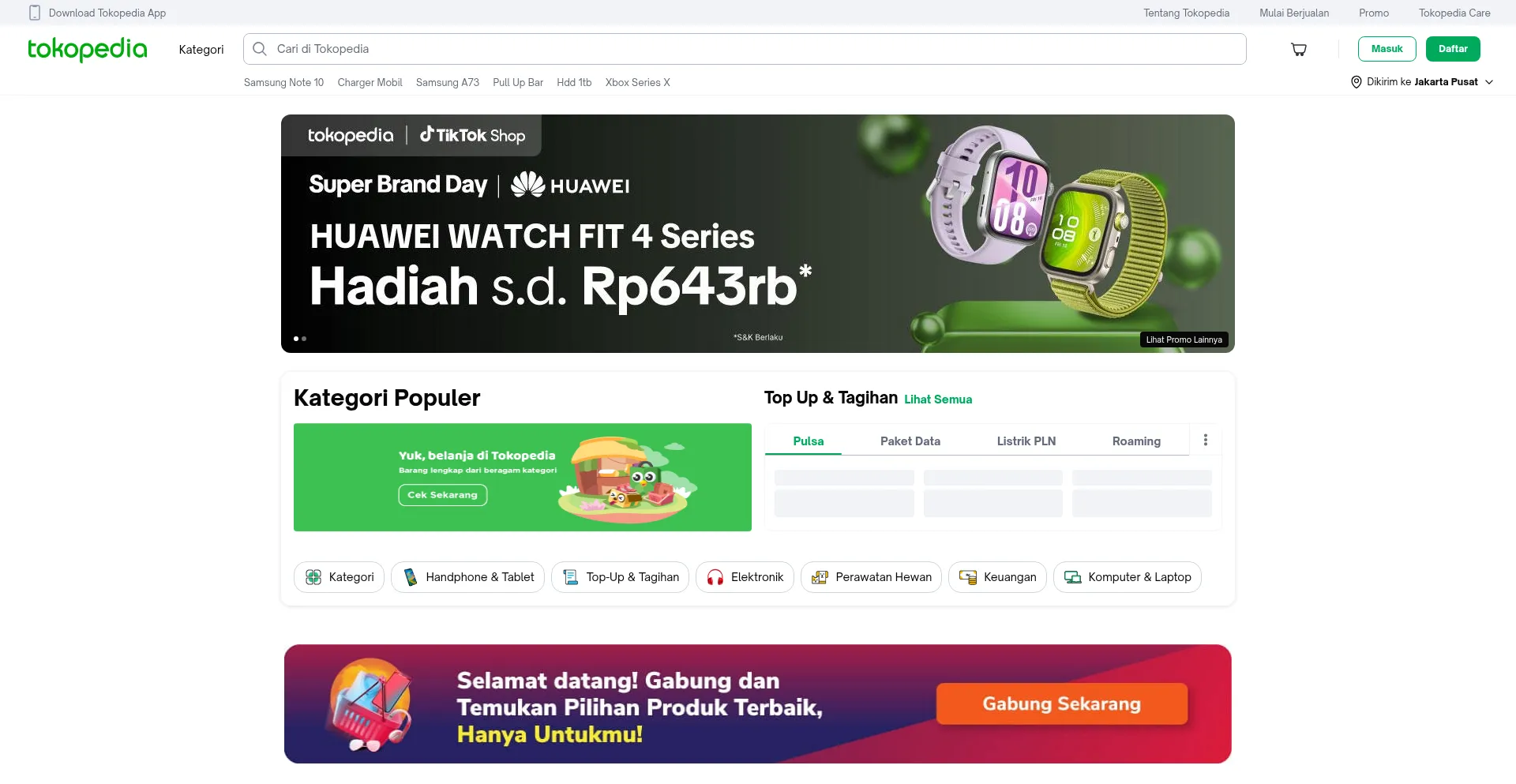Website screenshot of Tokopedia.com