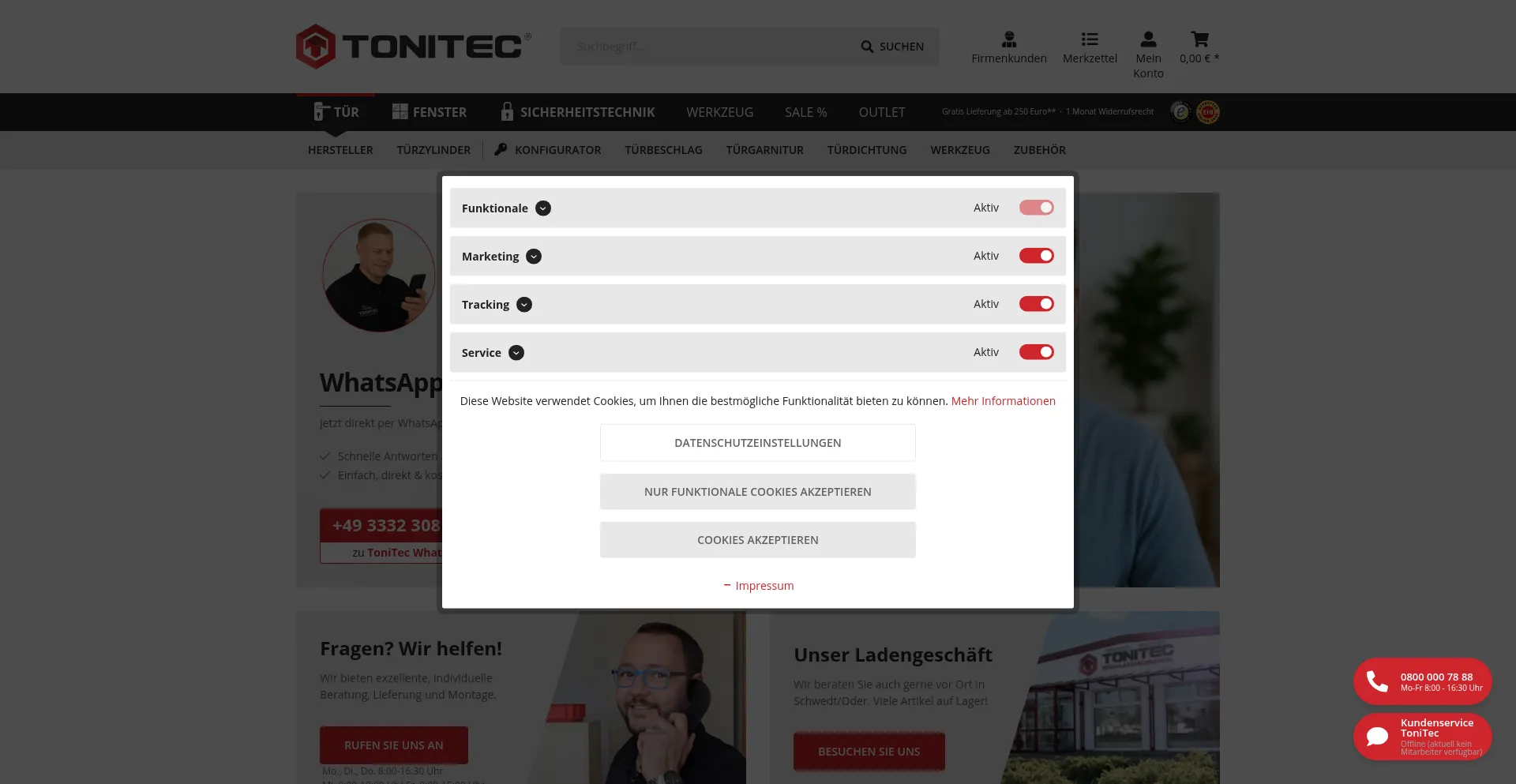 Website screenshot of Tonitec.com
