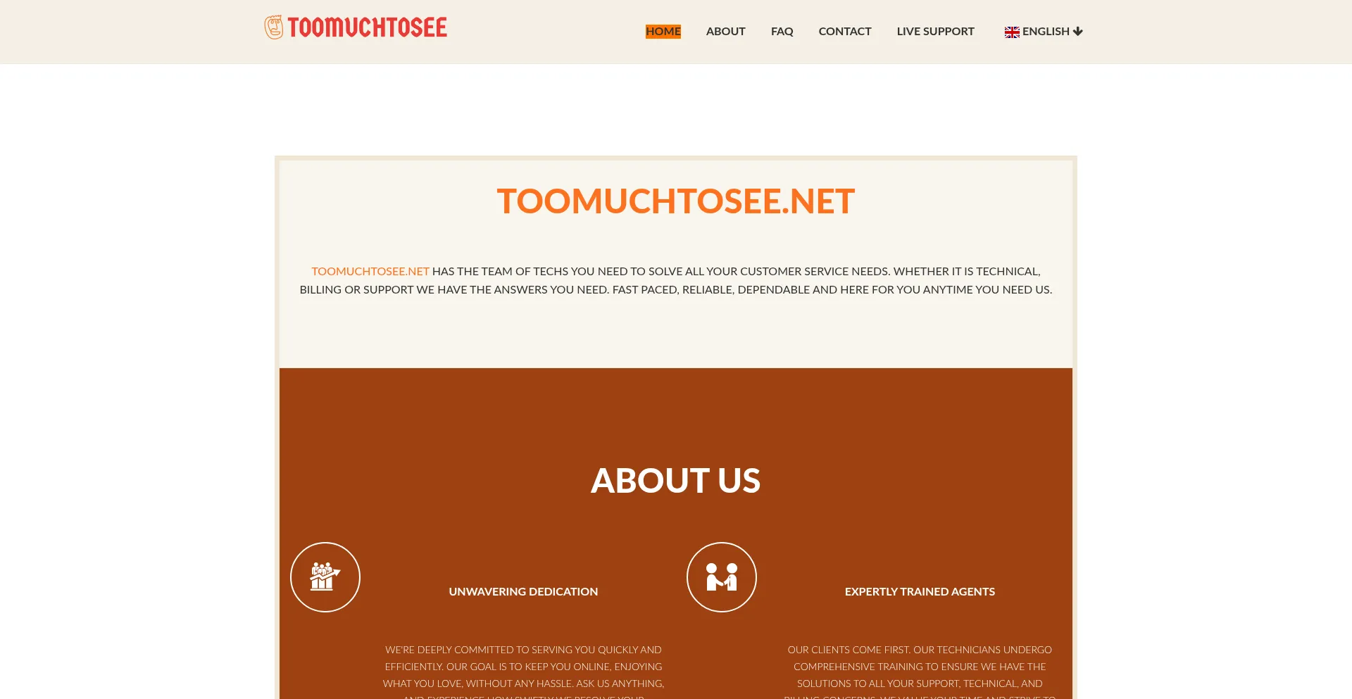 Website screenshot of Toomuto.net