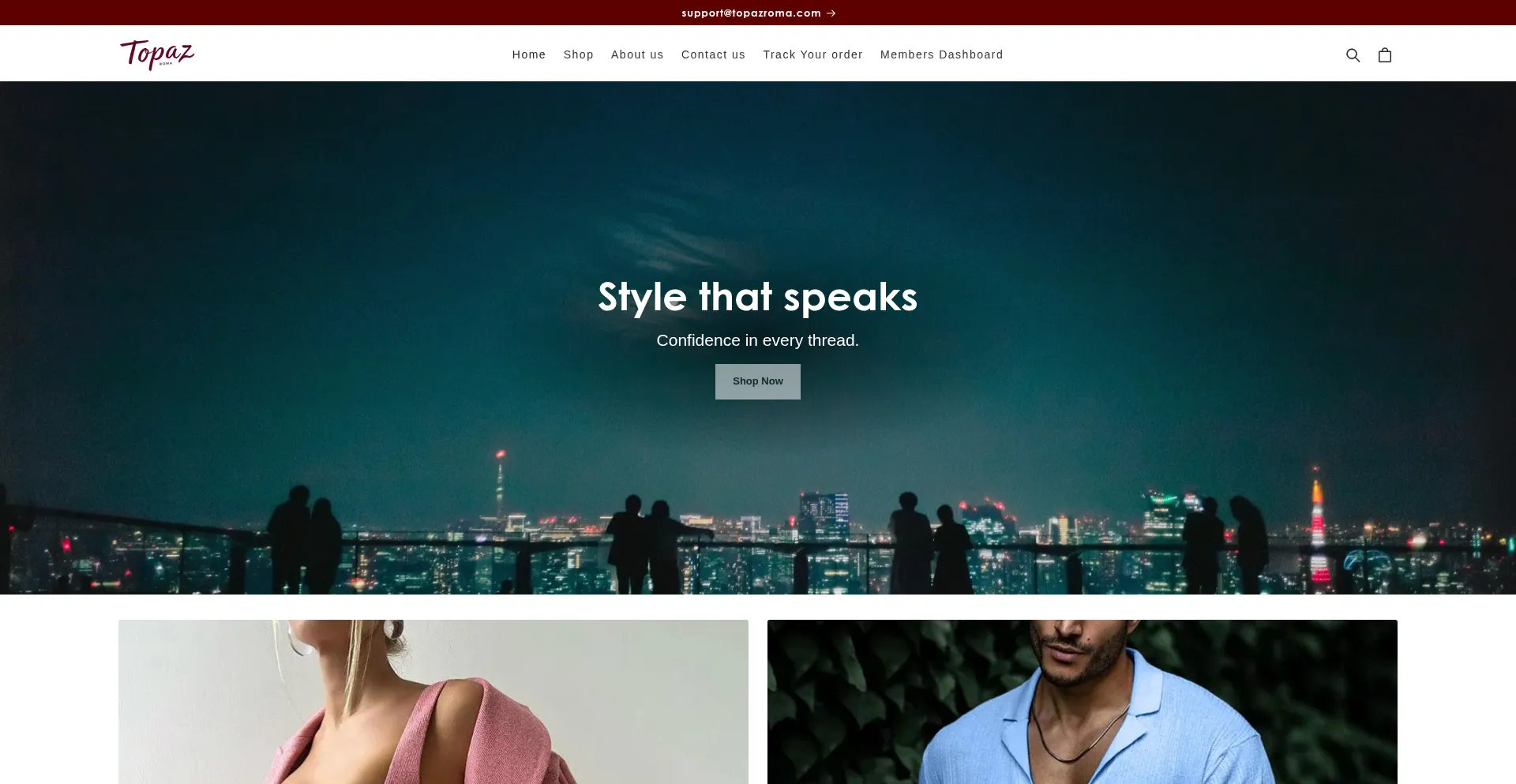 Website screenshot of Topazroma.com