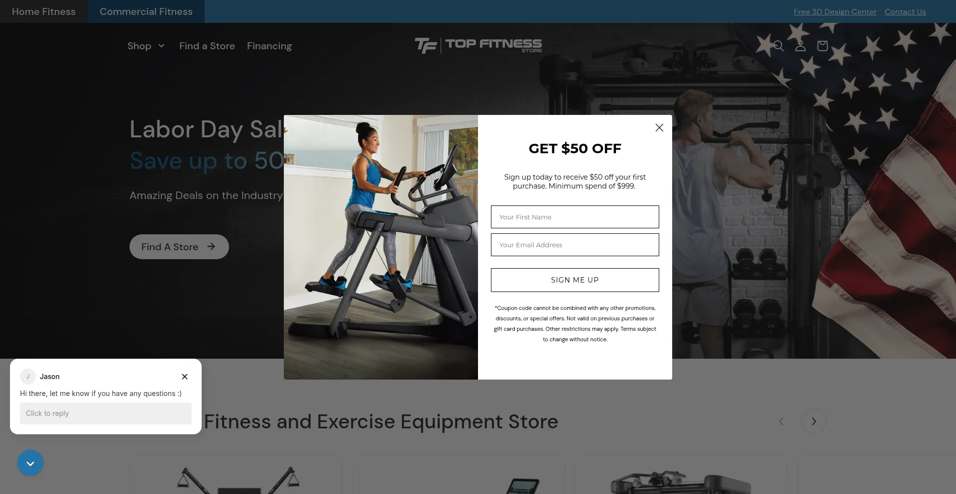 Website screenshot of Topfitness.com