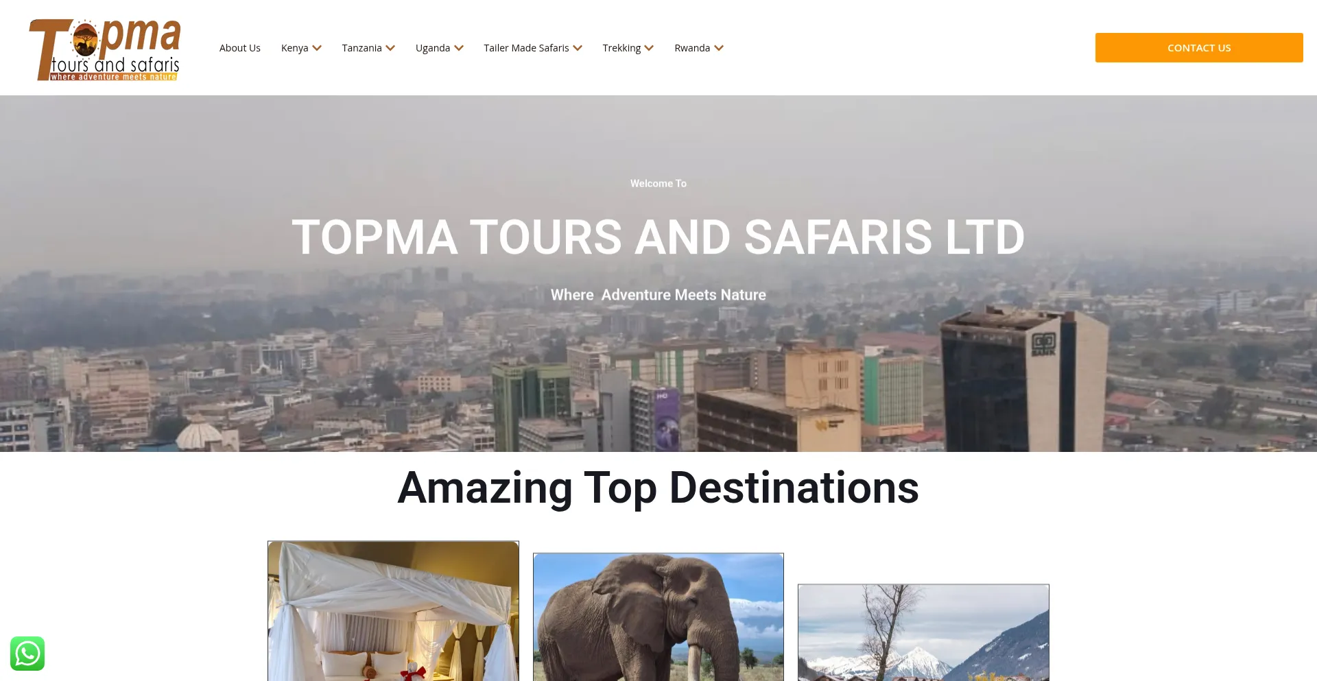 Website screenshot of Topmatoursandsafaris.com
