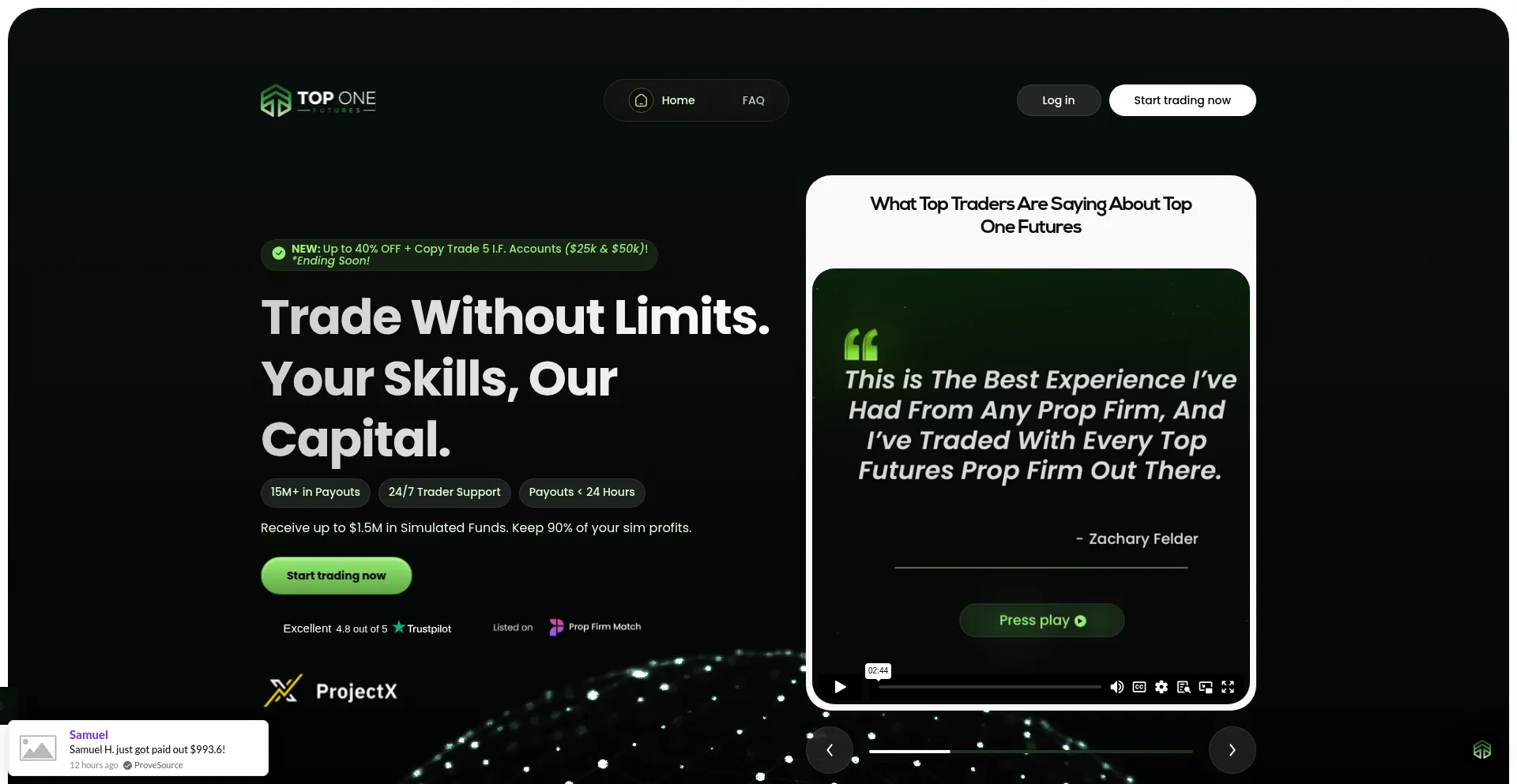 Toponefutures.com Screenshot