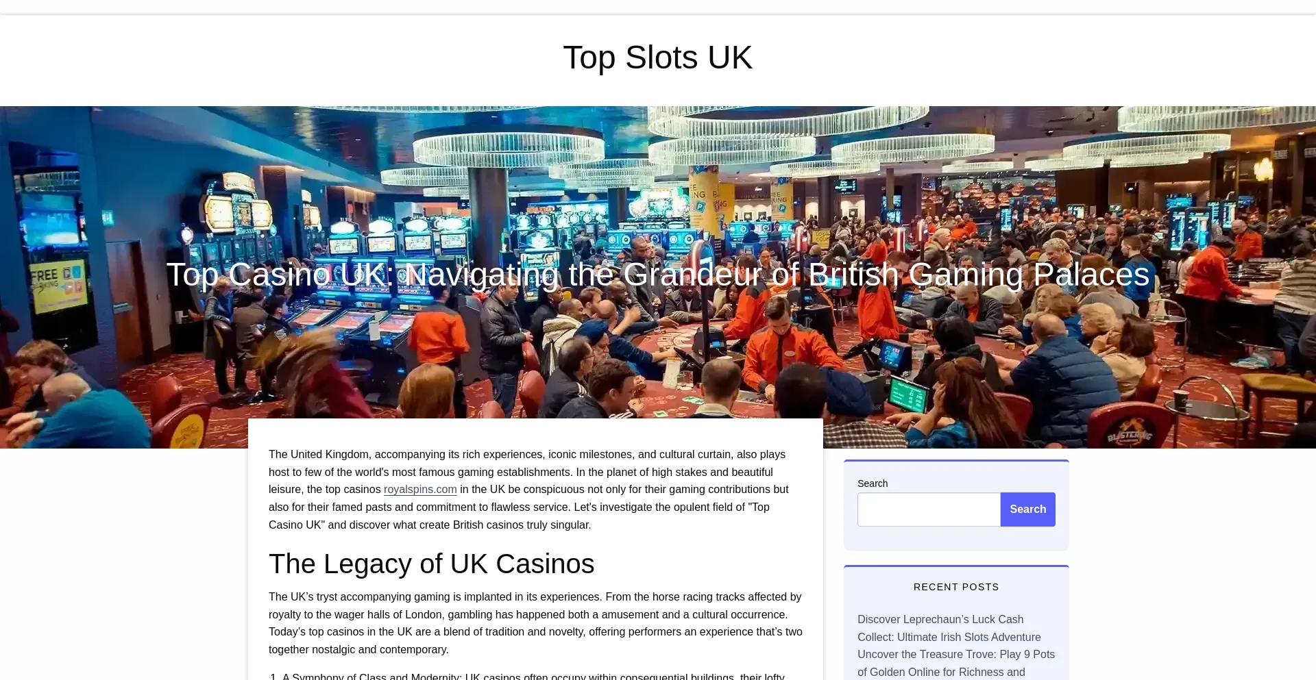 Website screenshot of Topslotsuk.com