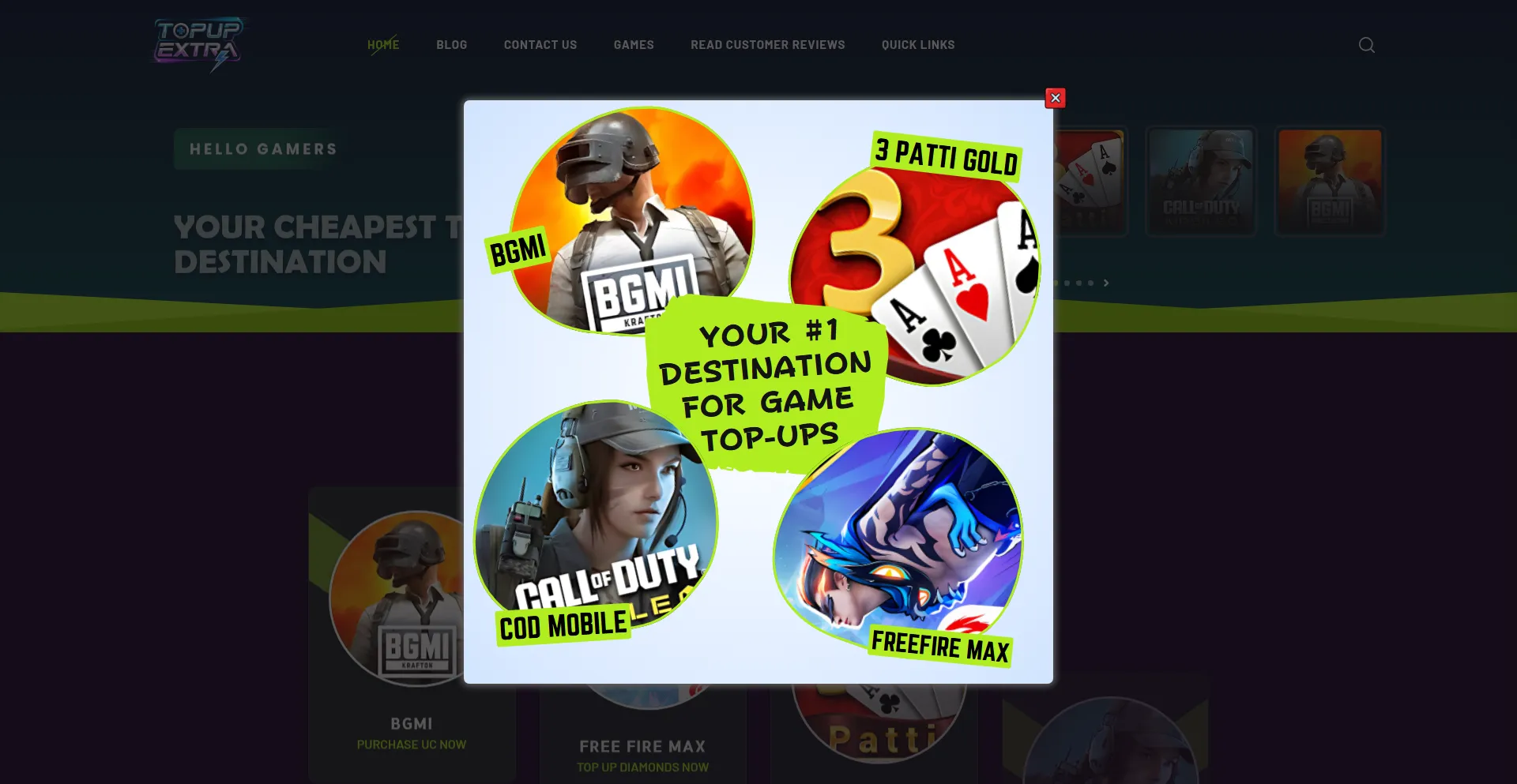Website screenshot of Topupextra.in