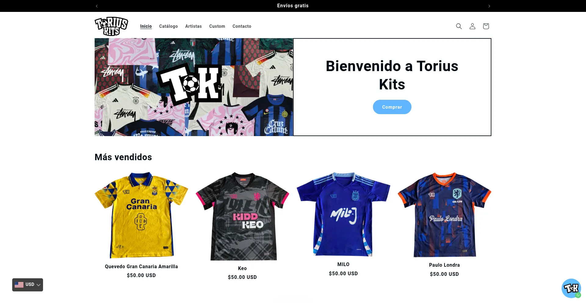 Website screenshot of Toriuskits.com