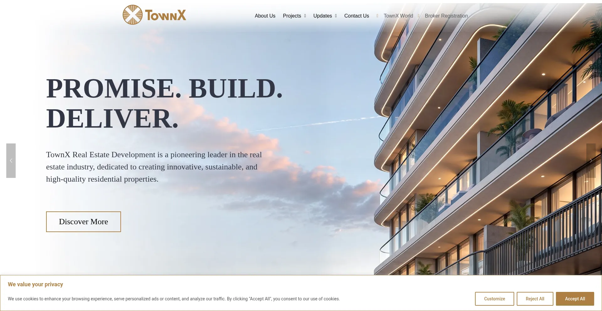 Website screenshot of Townx.com