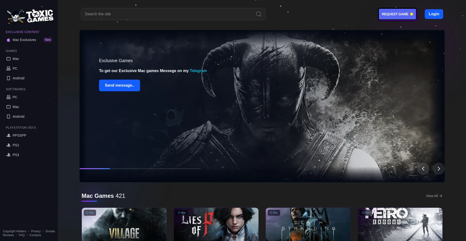 Website screenshot of Toxicgames.in