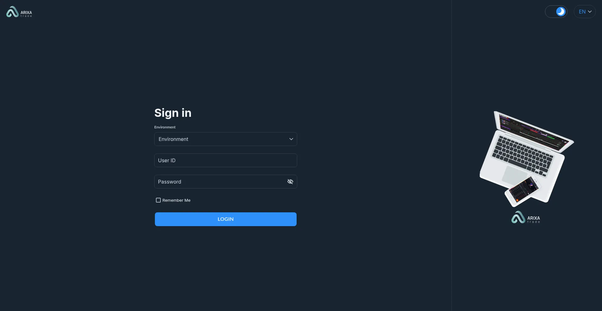 Website screenshot of Tp.arixatrade.net