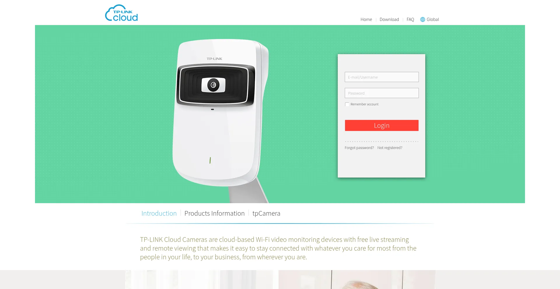 Website screenshot of Tplinkcloud.com
