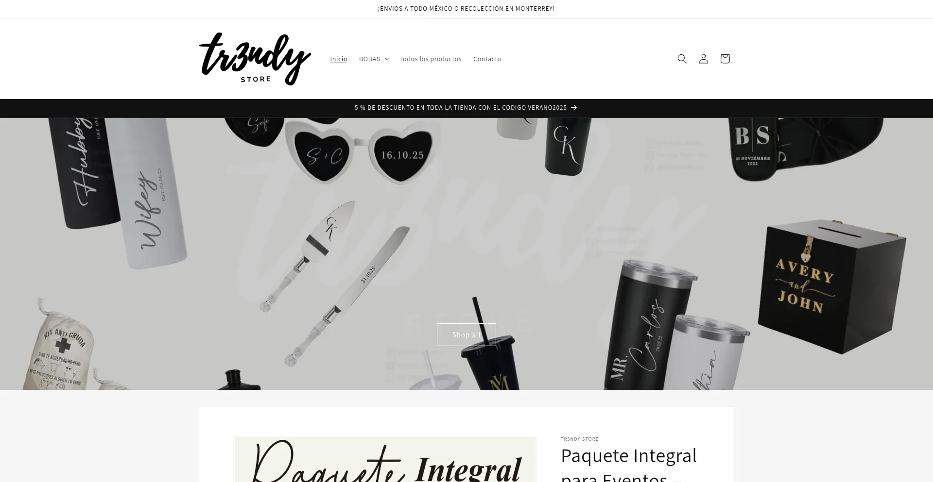 Website screenshot of Tr3ndystore.com