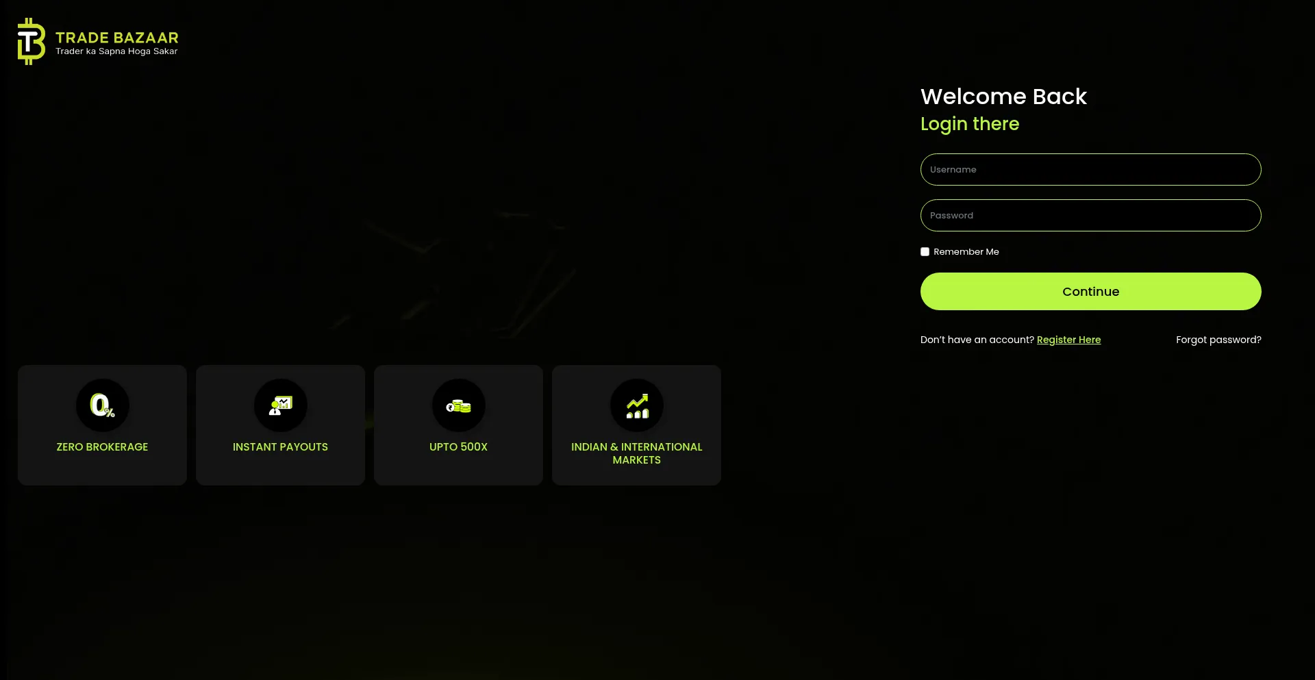 Website screenshot of Tradebazaarcrm.theplatformapi.com
