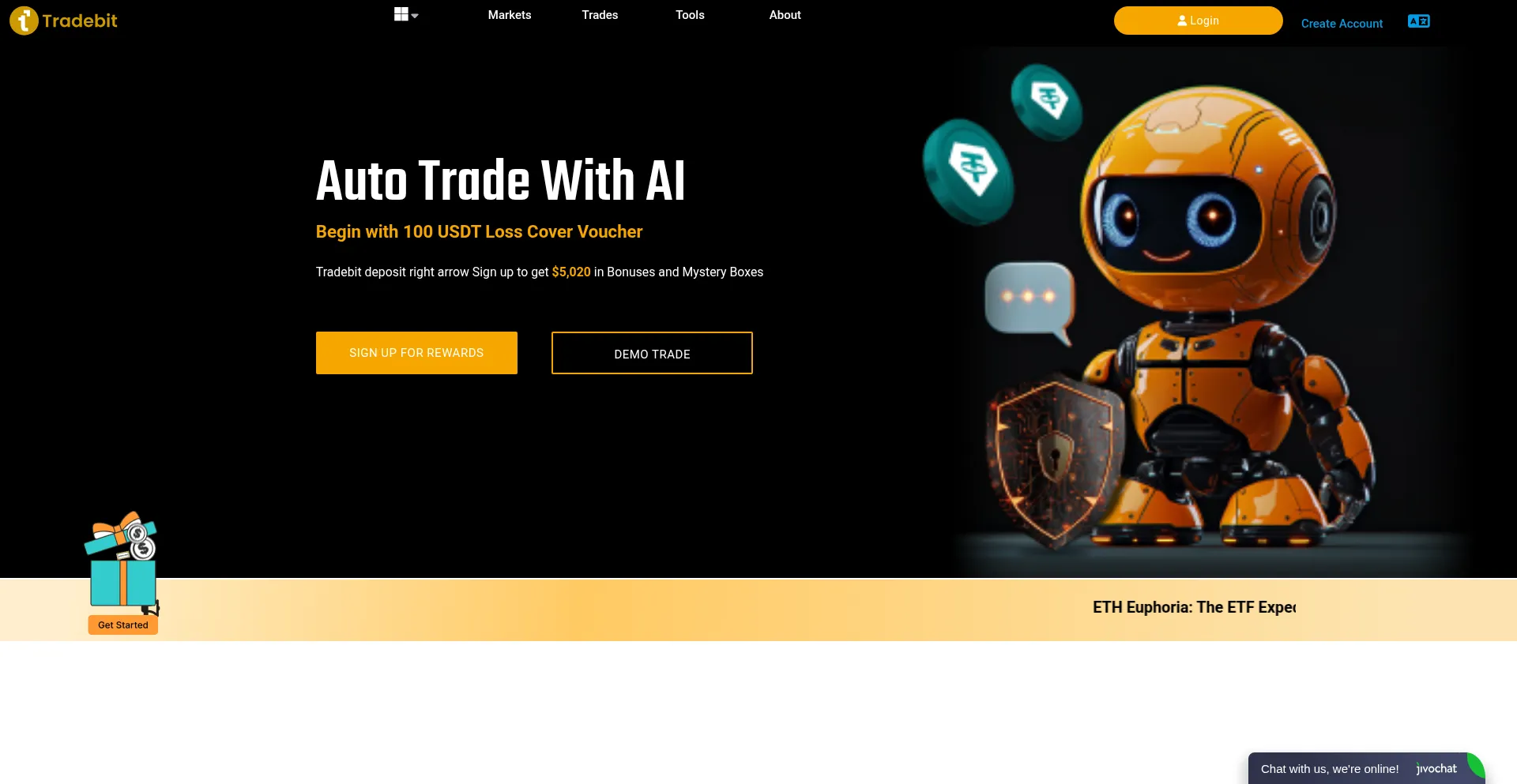 Website screenshot of Tradebitfm.com