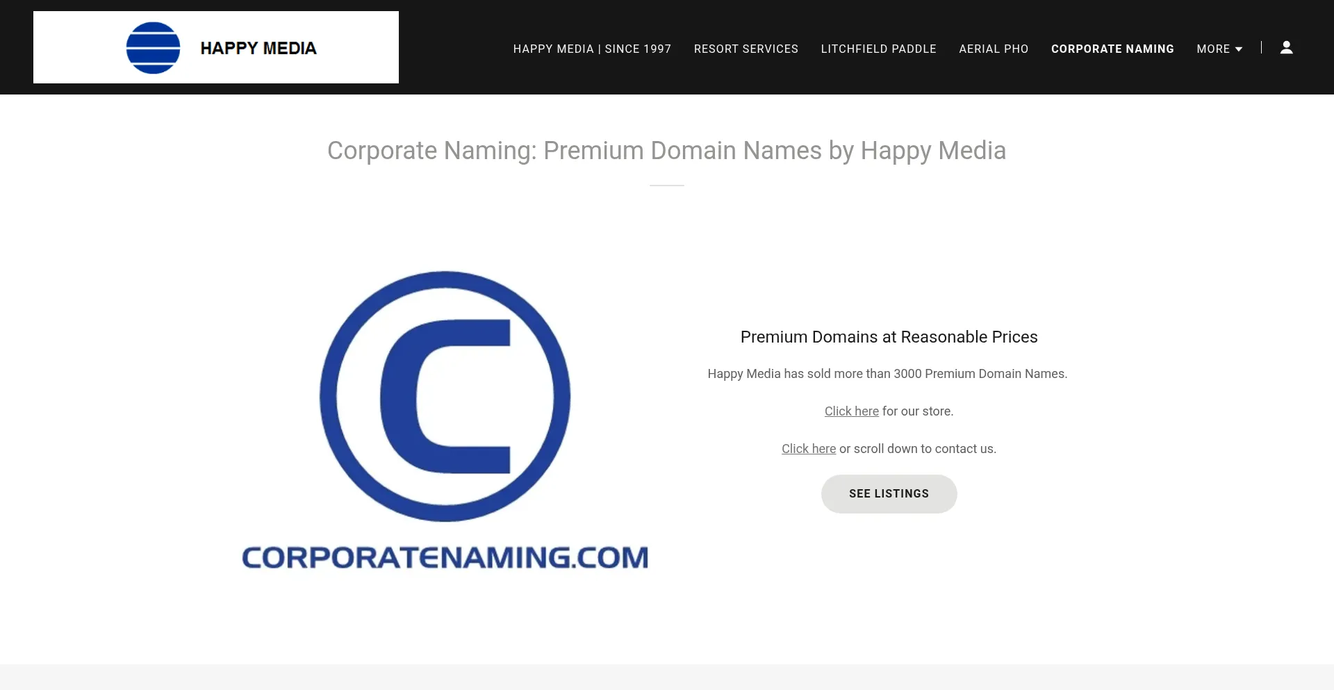 Website screenshot of Tradenamer.com