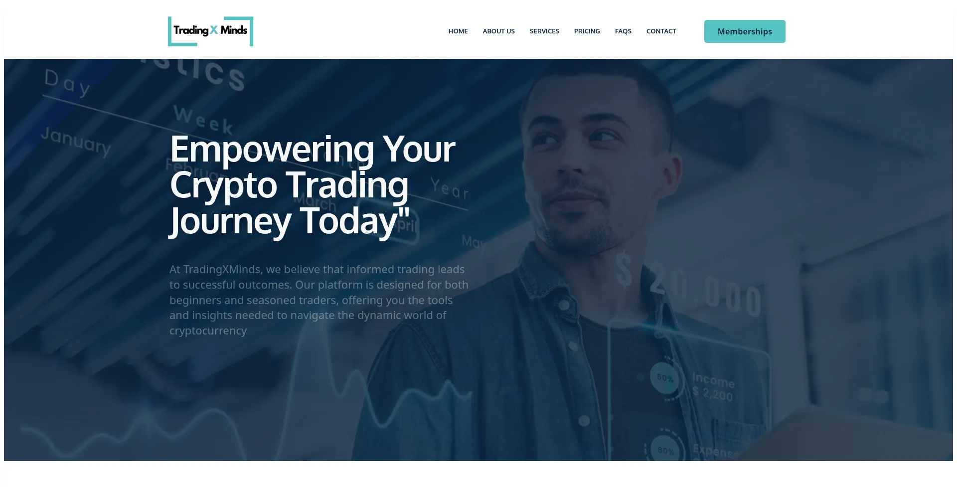 Website screenshot of Tradingxminds.com