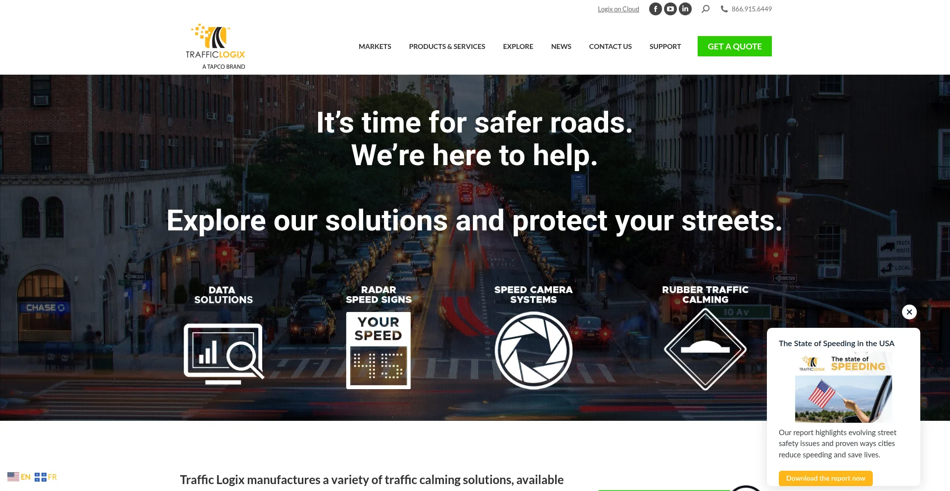 Website screenshot of Trafficlogix.com