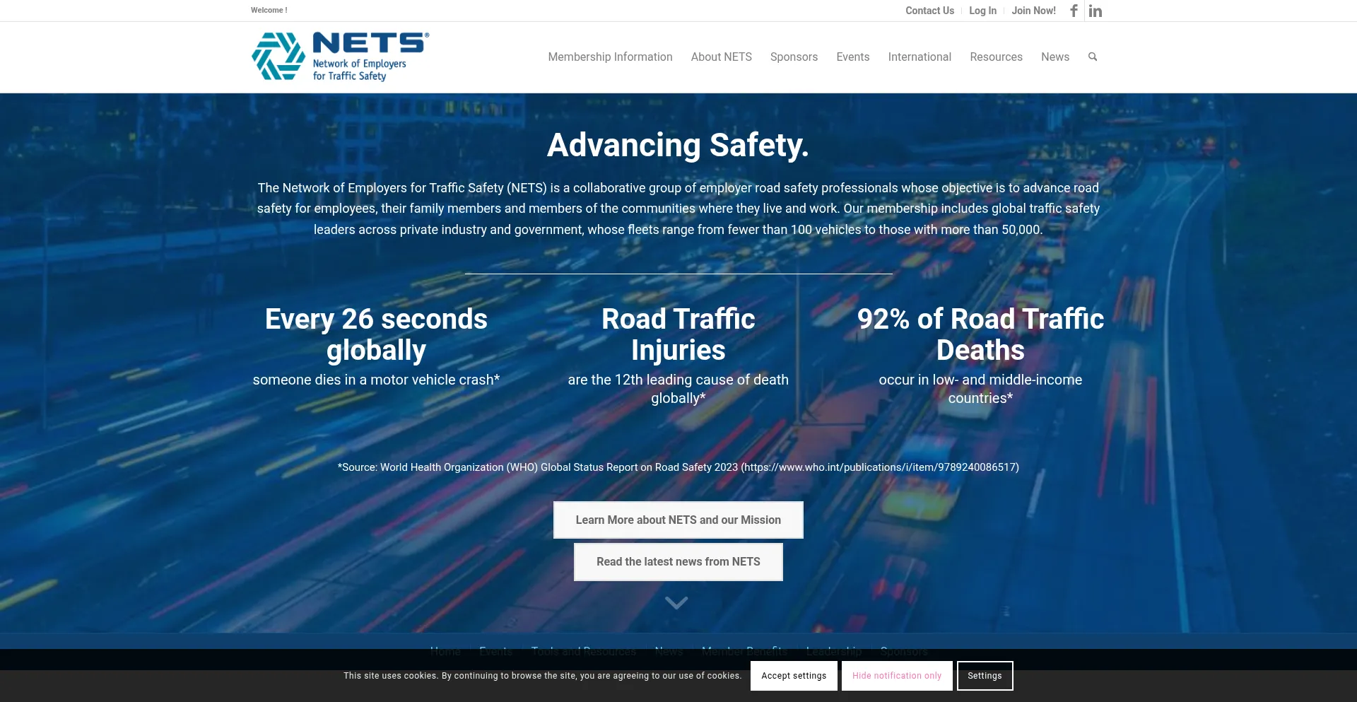 Website screenshot of Trafficsafety.org