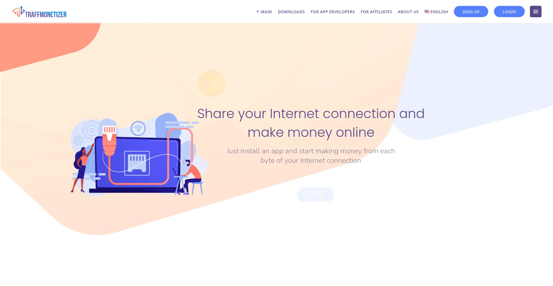Website screenshot of Traffmonetizer.com