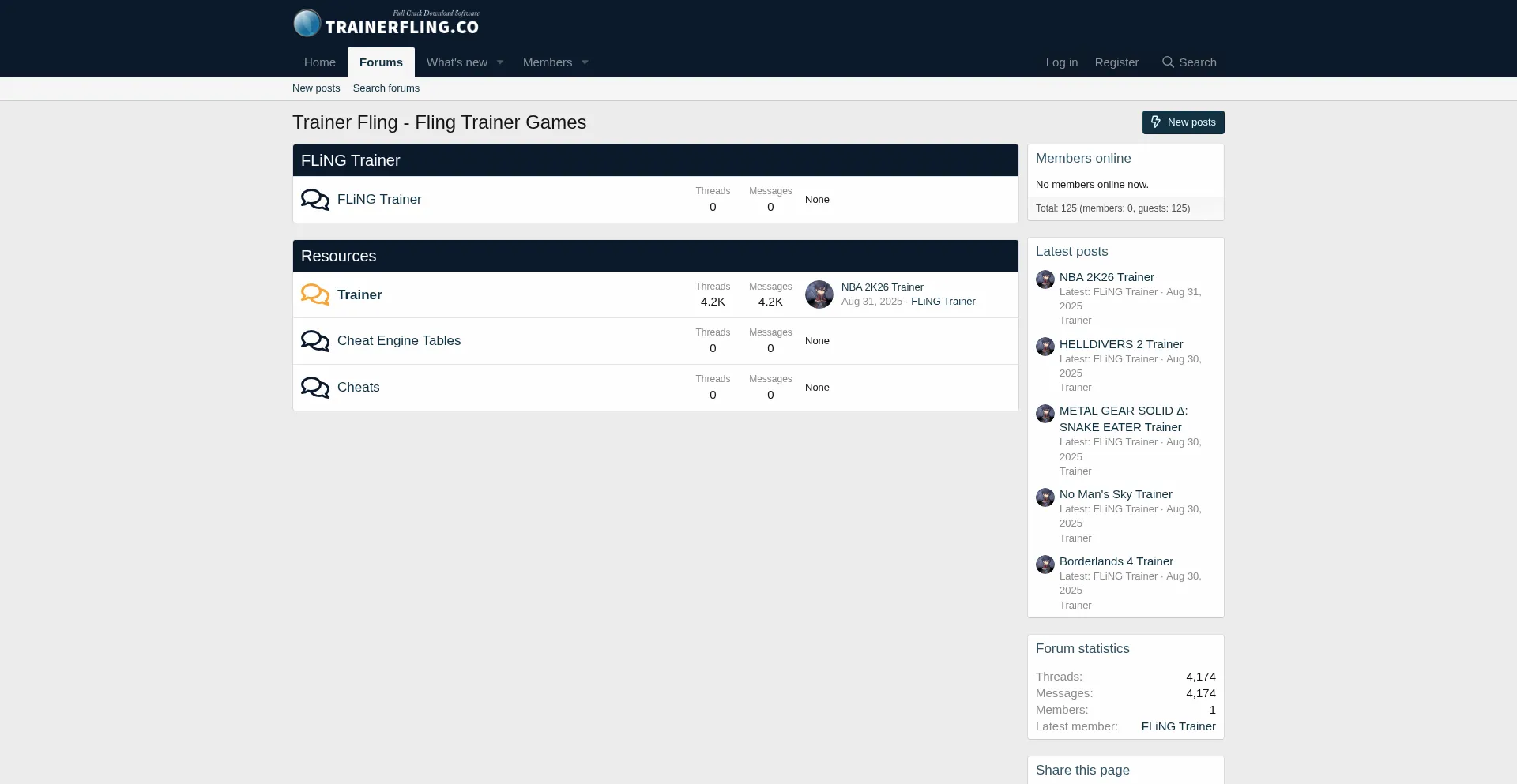 Website screenshot of Trainerfling.co
