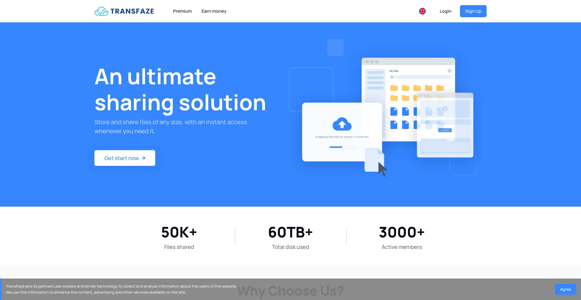 Website screenshot of Transfaze.com