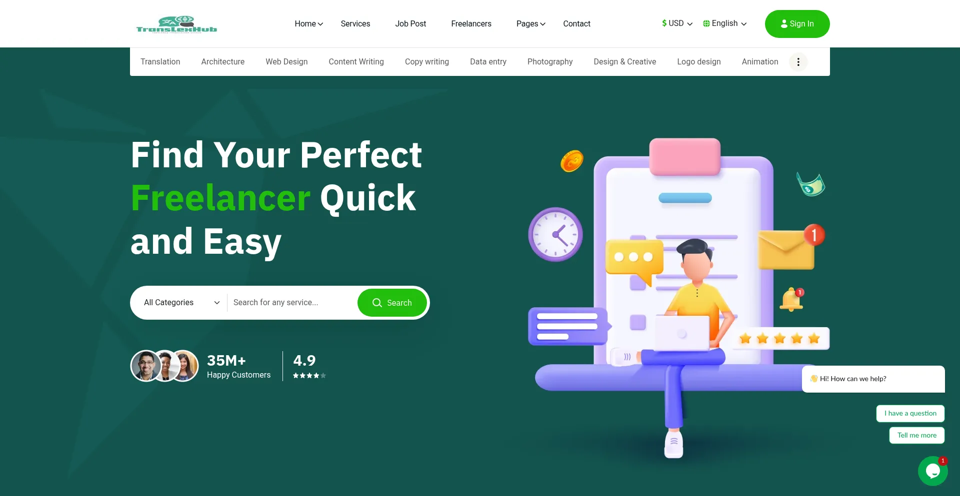 Website screenshot of Translexhub.com