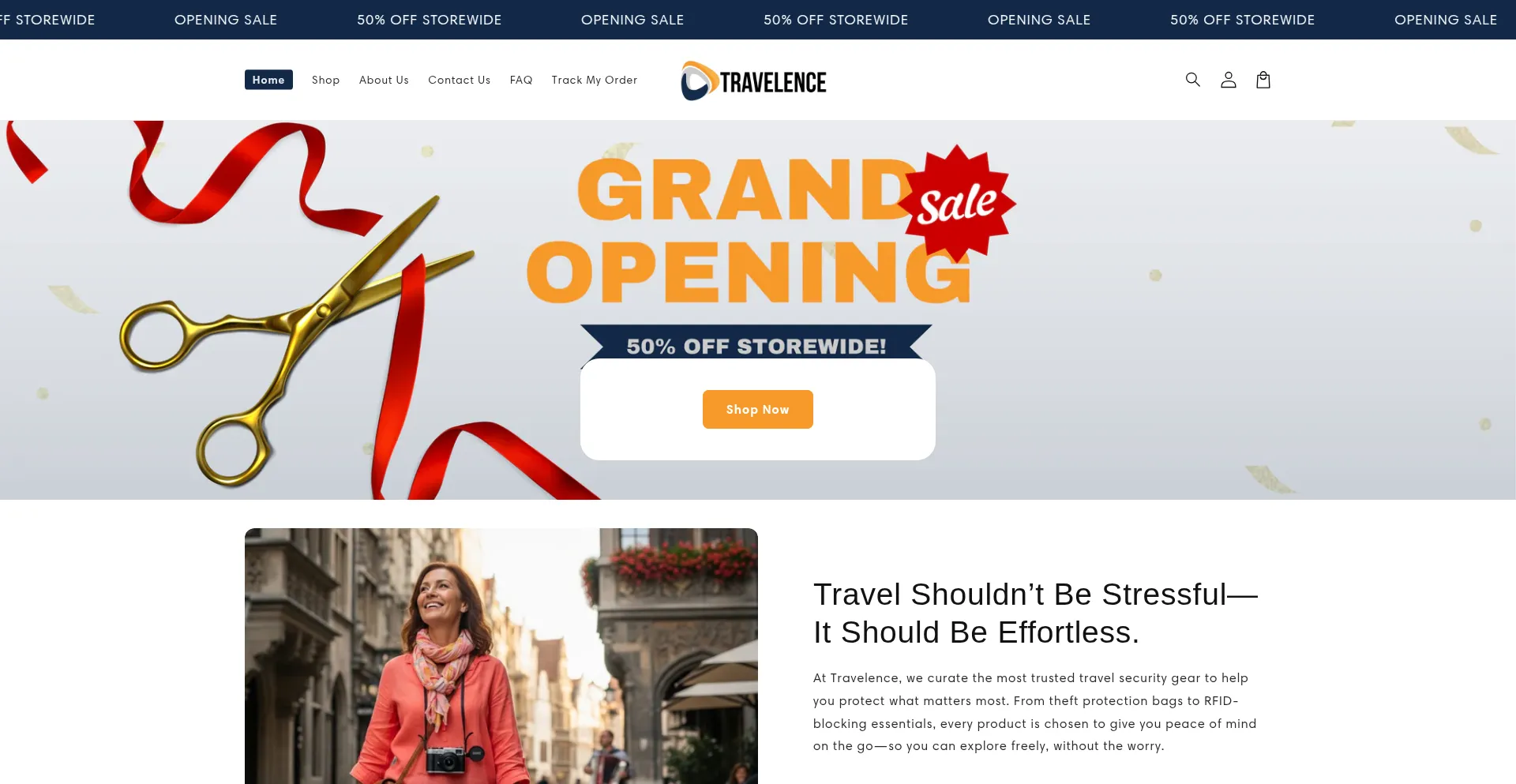 Website screenshot of Travelence.com.au