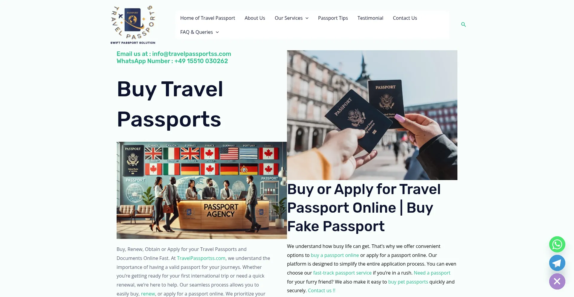 Website screenshot of Travelpassportss.com