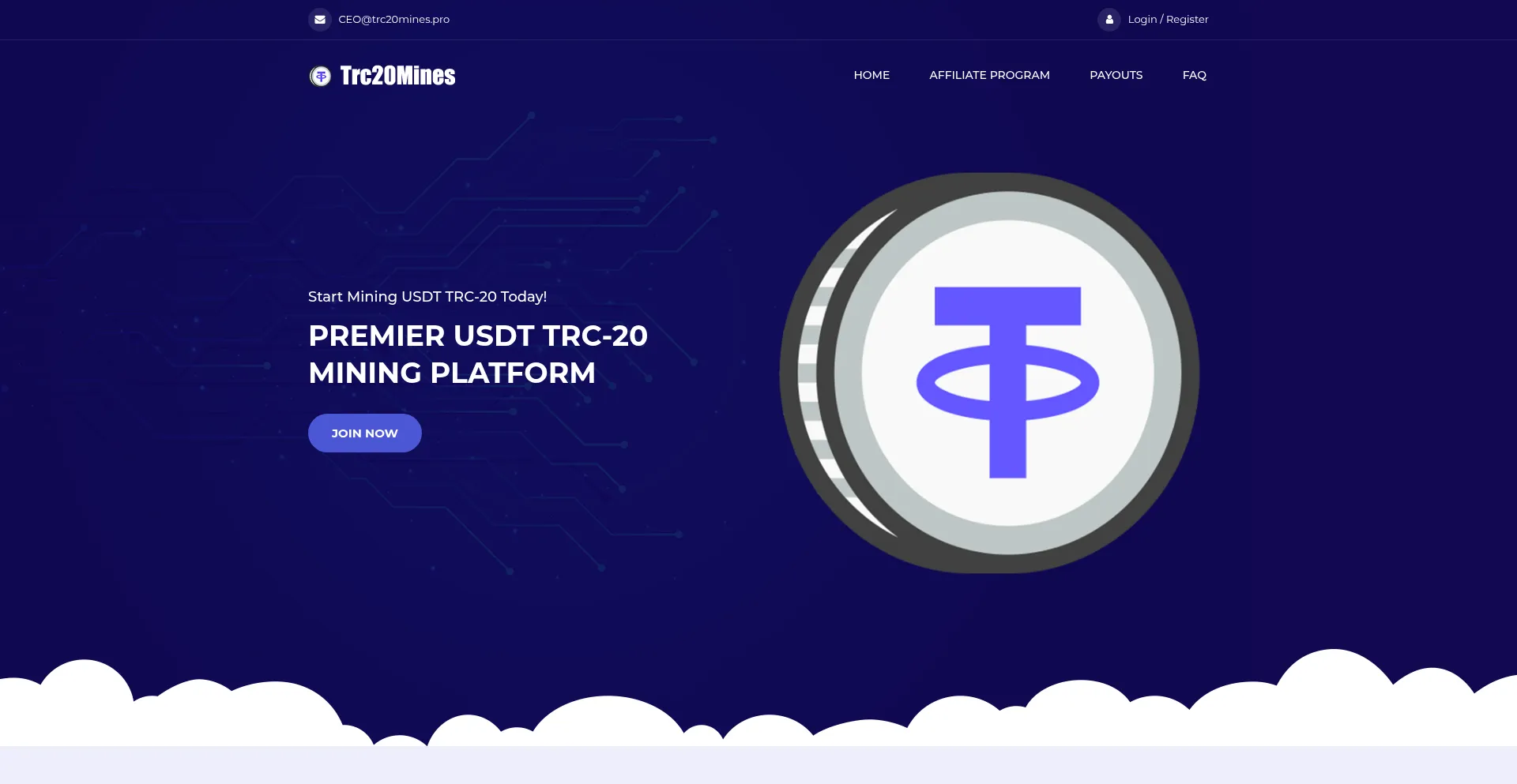 Website screenshot of Trc20mines.pro